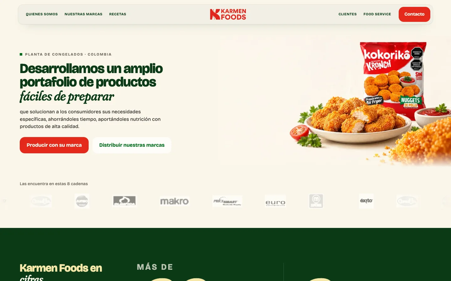 Vista de la propuesta A: barra crema con el logo al centro y el bodegón a la derecha