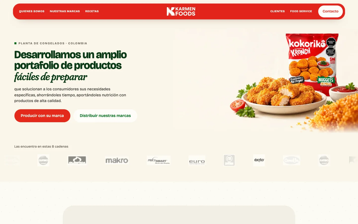 Vista de la propuesta B: el mismo inicio con la barra roja y el logo en blanco